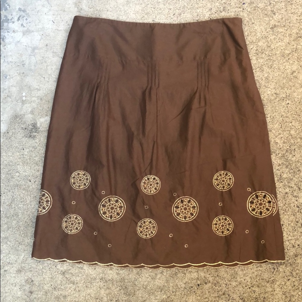 Ann Taylor LOFT Brown Crochet Flowy Skirt - SZ 10